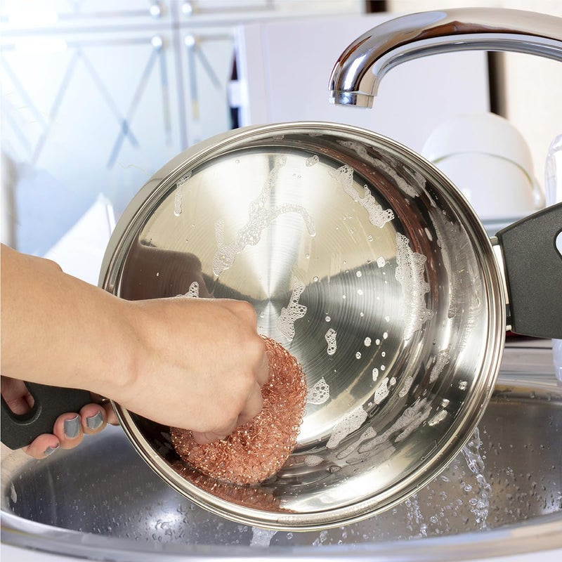 Pine Sol Pine-Sol Heavy-Duty Copper Coated Scrubbers - Premium Scrub Sponges for Cast Iron Pans, Stainless Steel Cookware, Oven Racks, and Grills, 4 Pack - Image 5